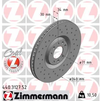 Jeu de 2 disques de frein avant ZIMMERMANN 440.3127.52