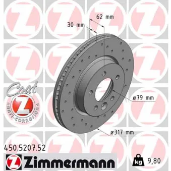 Jeu de 2 disques de frein avant ZIMMERMANN 450.5207.52