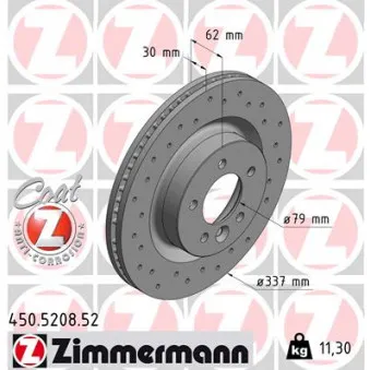 Jeu de 2 disques de frein avant ZIMMERMANN 450.5208.52