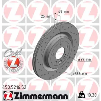 Jeu de 2 disques de frein arrière ZIMMERMANN 450.5216.52