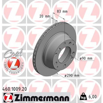 Jeu de 2 disques de frein arrière ZIMMERMANN 460.1009.20