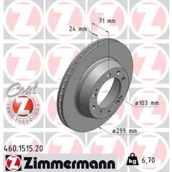 Jeu de 2 disques de frein arrière ZIMMERMANN 460.1515.20