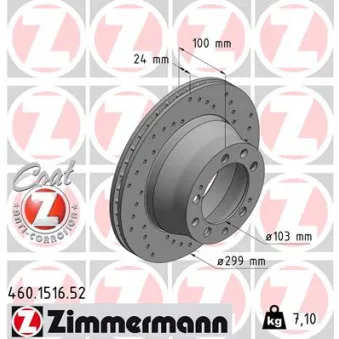 Jeu de 2 disques de frein arrière ZIMMERMANN 460.1516.52