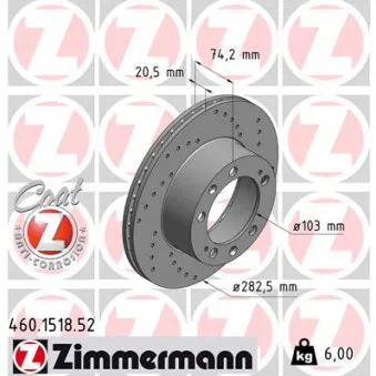 Jeu de 2 disques de frein avant ZIMMERMANN 460.1518.52