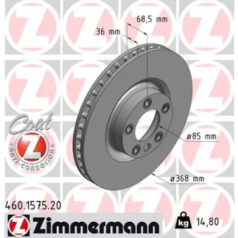 Jeu de 2 disques de frein avant ZIMMERMANN 460.1575.20