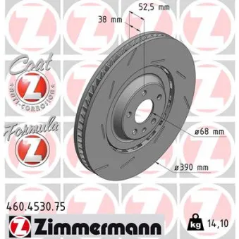 Disque de frein avant gauche ZIMMERMANN 460.4530.75