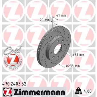 Jeu de 2 disques de frein avant ZIMMERMANN 470.2403.52