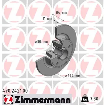 Jeu de 2 disques de frein arrière ZIMMERMANN 470.2421.00