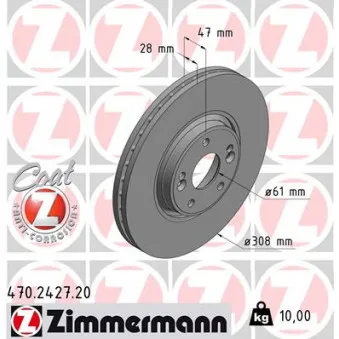 Jeu de 2 disques de frein avant ZIMMERMANN 470.2427.20