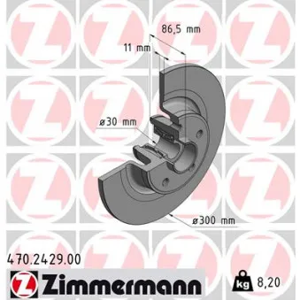 Jeu de 2 disques de frein arrière ZIMMERMANN 470.2429.00