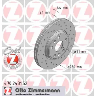 Jeu de 2 disques de frein avant ZIMMERMANN 470.2431.52