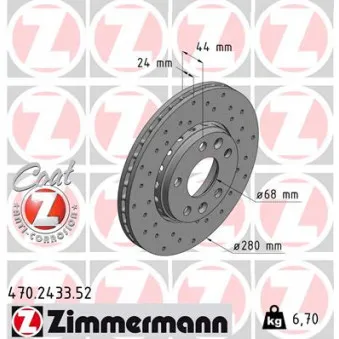 Jeu de 2 disques de frein avant ZIMMERMANN 470.2433.52