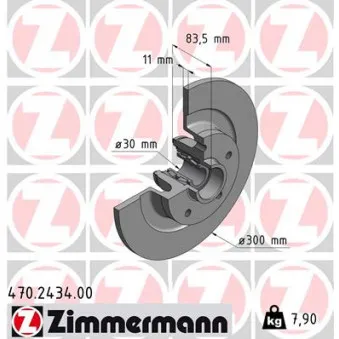 Jeu de 2 disques de frein arrière ZIMMERMANN 470.2434.00