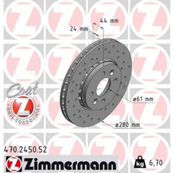 Jeu de 2 disques de frein avant ZIMMERMANN 470.2450.52