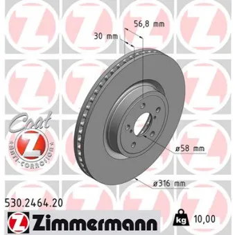 Jeu de 2 disques de frein avant ZIMMERMANN 530.2464.20