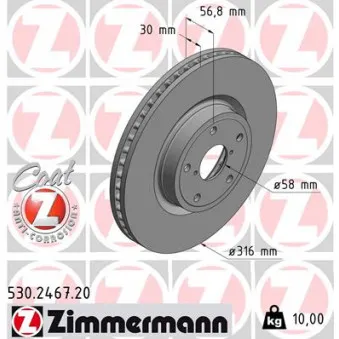 Jeu de 2 disques de frein avant ZIMMERMANN 530.2467.20