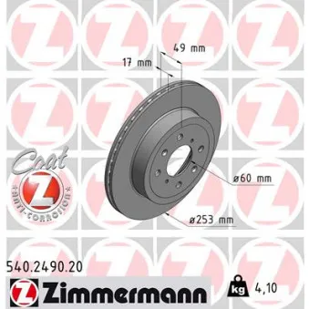 Jeu de 2 disques de frein avant ZIMMERMANN 540.2490.20