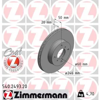 Jeu de 2 disques de frein avant ZIMMERMANN 540.2493.20