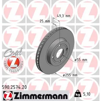 Jeu de 2 disques de frein avant ZIMMERMANN 590.2574.20