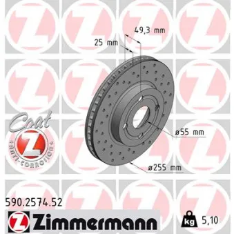 Jeu de 2 disques de frein avant ZIMMERMANN 590.2574.52