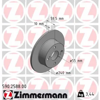 Jeu de 2 disques de frein arrière ZIMMERMANN 590.2588.00