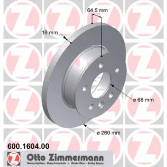 Jeu de 2 disques de frein avant ZIMMERMANN 600.1604.00