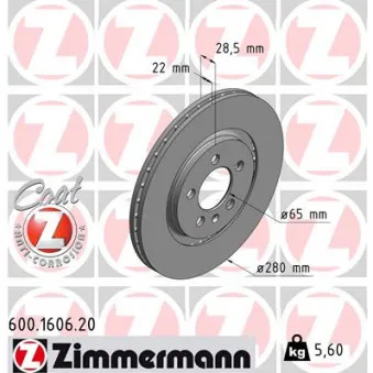 Jeu de 2 disques de frein avant ZIMMERMANN 600.1606.20