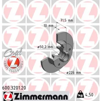 Jeu de 2 disques de frein arrière ZIMMERMANN 600.3201.20