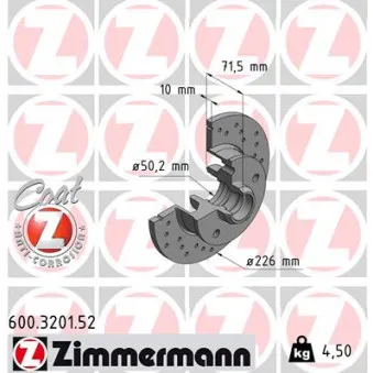 Jeu de 2 disques de frein arrière ZIMMERMANN 600.3201.52