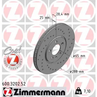 Jeu de 2 disques de frein avant ZIMMERMANN 600.3202.52