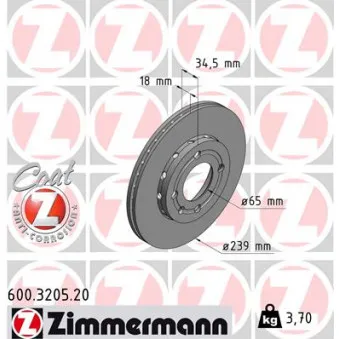 Jeu de 2 disques de frein avant ZIMMERMANN 600.3205.20