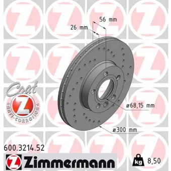 Jeu de 2 disques de frein avant ZIMMERMANN 600.3214.52