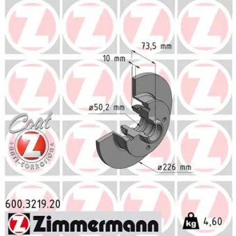 Jeu de 2 disques de frein arrière ZIMMERMANN 600.3219.20