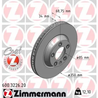 Disque de frein avant gauche ZIMMERMANN 600.3226.20