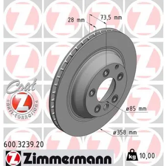 Jeu de 2 disques de frein arrière ZIMMERMANN 600.3239.20