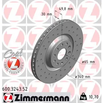 Jeu de 2 disques de frein avant ZIMMERMANN 600.3243.52