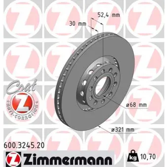 Jeu de 2 disques de frein avant ZIMMERMANN 600.3245.20