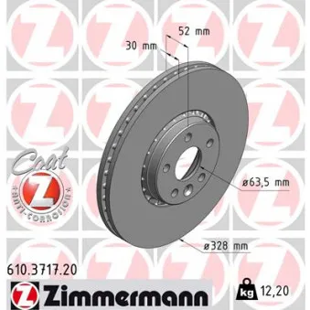 Jeu de 2 disques de frein avant ZIMMERMANN 610.3717.20