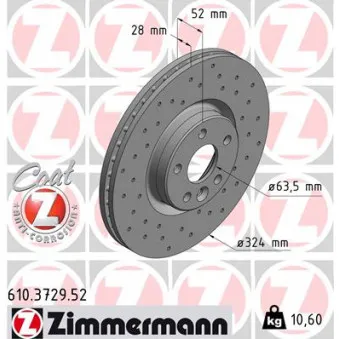 Jeu de 2 disques de frein avant ZIMMERMANN 610.3729.52