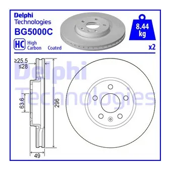 Jeu de 2 disques de frein avant DELPHI