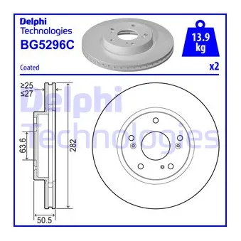 Jeu de 2 disques de frein avant DELPHI