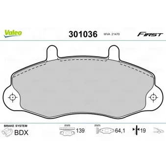 Jeu de 4 plaquettes de frein avant VALEO 301036