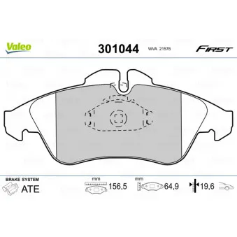 Jeu de 4 plaquettes de frein avant VALEO 301044