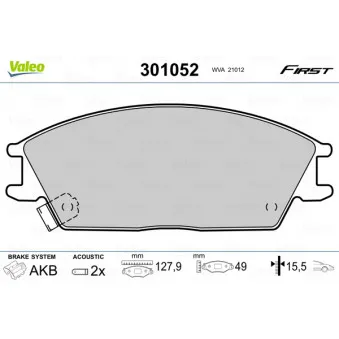 Jeu de 4 plaquettes de frein avant VALEO 301052