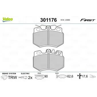 Jeu de 4 plaquettes de frein avant VALEO 301176