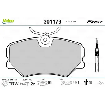 Jeu de 4 plaquettes de frein avant VALEO 301179