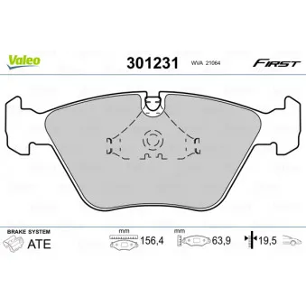 Jeu de 4 plaquettes de frein avant VALEO 301231