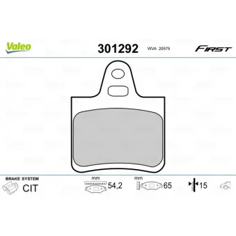 Jeu de 4 plaquettes de frein arrière VALEO 301292