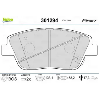 Jeu de 4 plaquettes de frein avant VALEO 301294