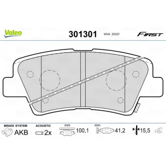 Jeu de 4 plaquettes de frein arrière VALEO 301301